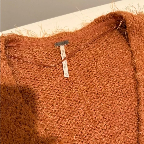 NWOT Free People Slouchy Oversized XS Button CiderBurntOrange Fuzzy Cardigan - Picture 7 of 11